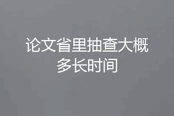 论文省里抽查大概多长时间