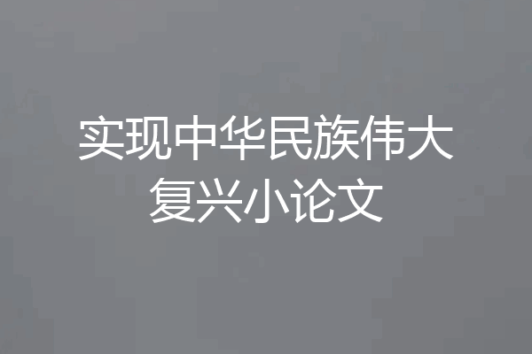 实现中华民族伟大复兴小论文