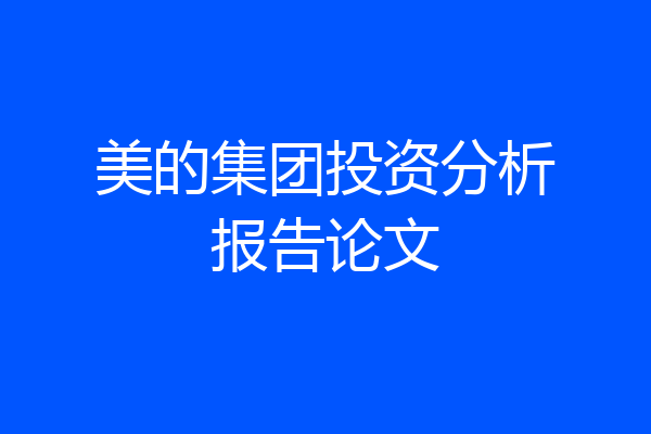 美的集团投资分析报告论文