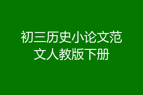 初三历史小论文范文人教版下册