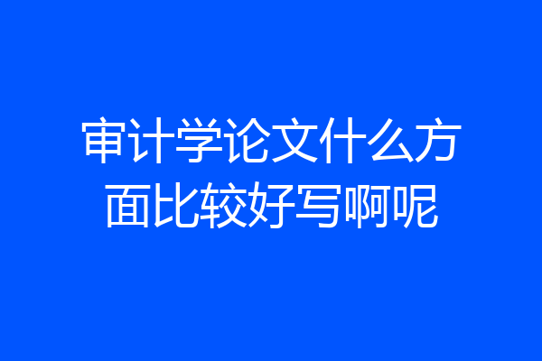 审计学论文什么方面比较好写啊呢