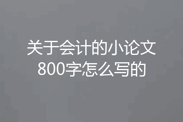 关于会计的小论文800字怎么写的