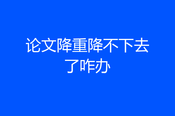论文降重降不下去了咋办