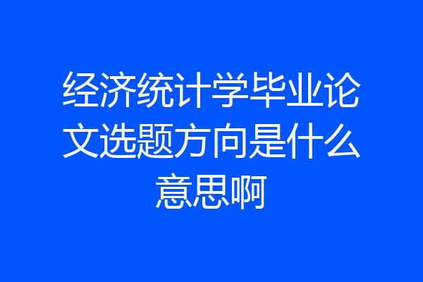 经济统计学毕业论文选题方向是什么意思啊