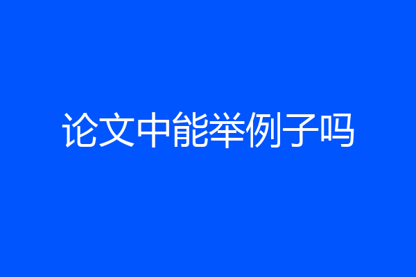 论文中能举例子吗