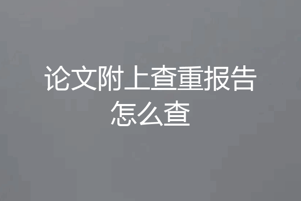 论文附上查重报告怎么查