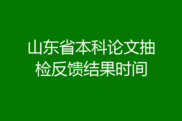 山东省本科论文抽检反馈结果时间