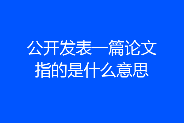 公开发表一篇论文指的是什么意思