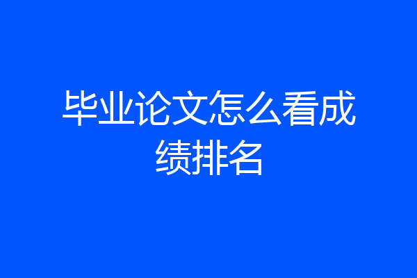 毕业论文怎么看成绩排名