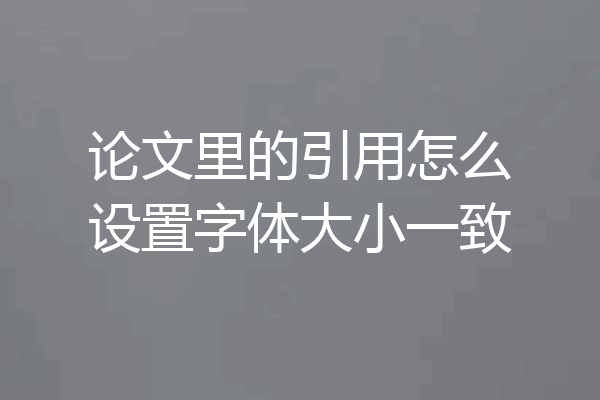 论文里的引用怎么设置字体大小一致