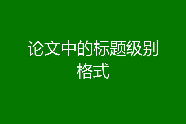 论文中的标题级别格式