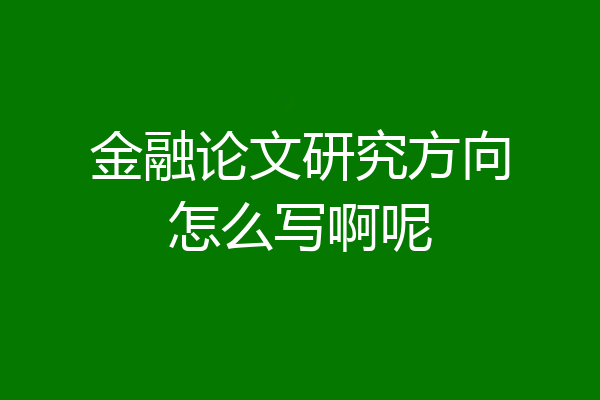 金融论文研究方向怎么写啊呢