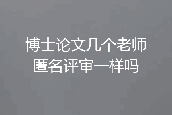 博士论文几个老师匿名评审一样吗