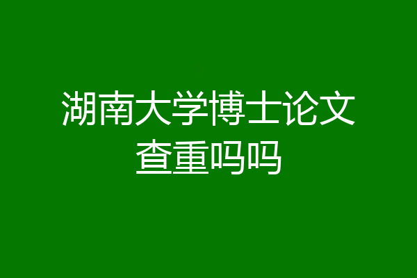 湖南大学博士论文查重吗吗