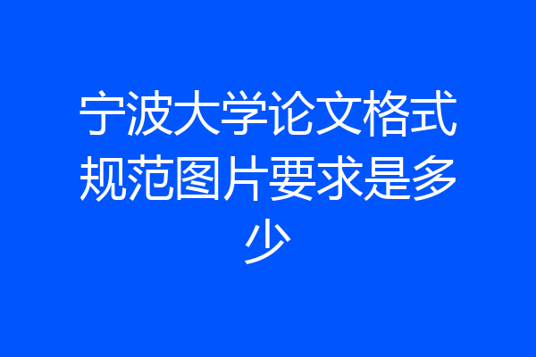 宁波大学论文格式规范图片要求是多少