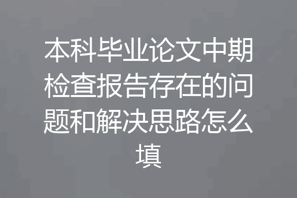 本科毕业论文中期检查报告存在的问题和解决思路怎么填
