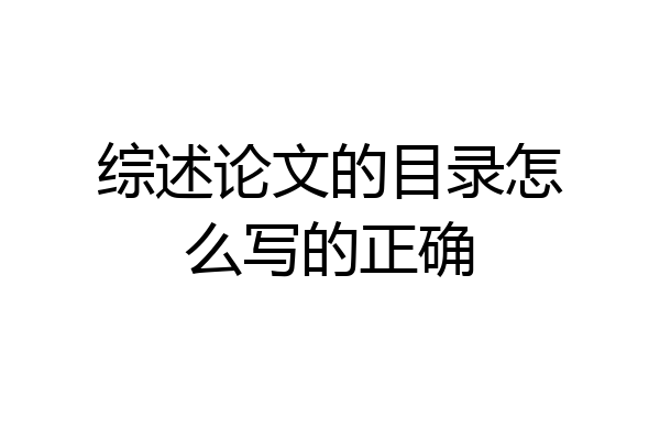 综述论文的目录怎么写的正确