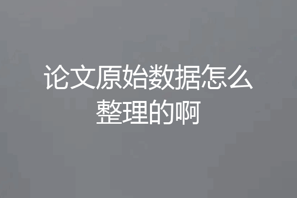 论文原始数据怎么整理的啊