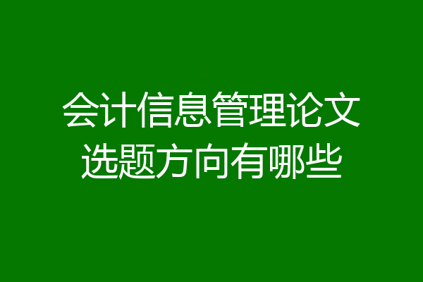 会计信息管理论文选题方向有哪些
