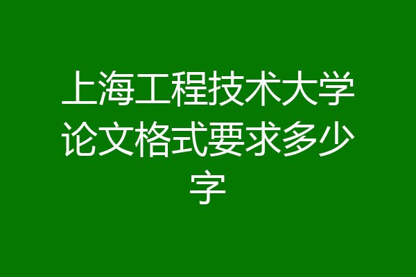 上海工程技术大学论文格式要求多少字
