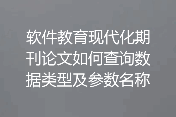 软件教育现代化期刊论文如何查询数据类型及参数名称