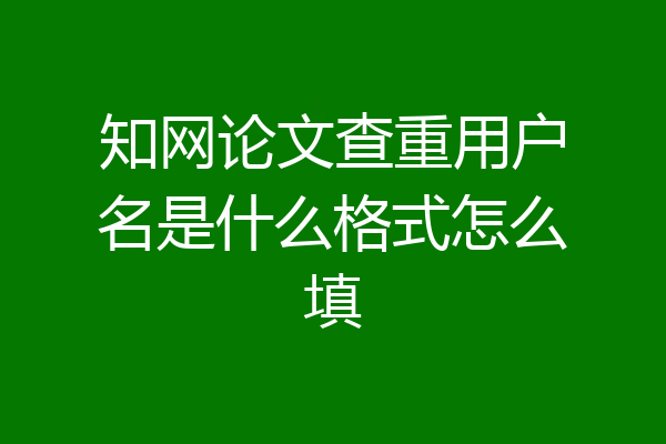 知网论文查重用户名是什么格式怎么填
