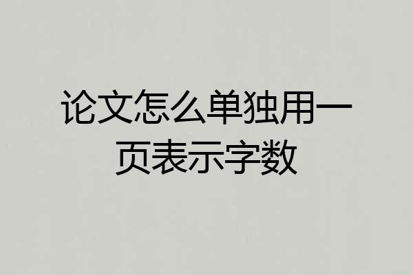 论文怎么单独用一页表示字数