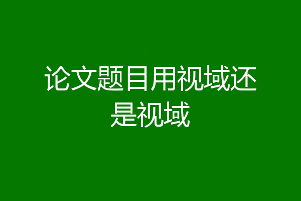 论文题目用视域还是视域