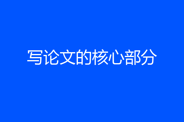 写论文的核心部分