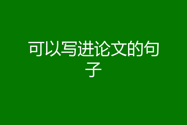 可以写进论文的句子
