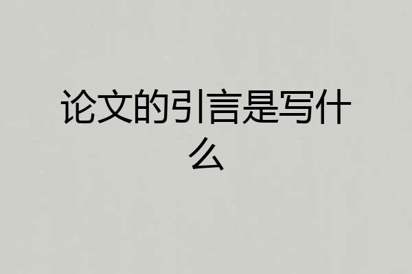论文的引言是写什么