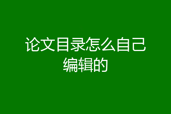 论文目录怎么自己编辑的