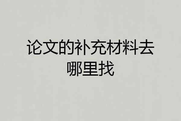 论文的补充材料去哪里找