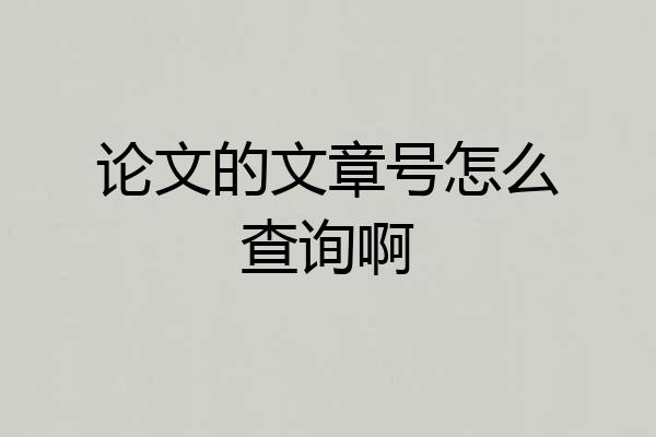 论文的文章号怎么查询啊