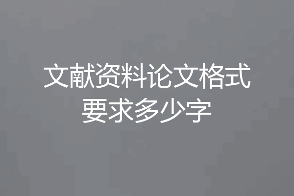 文献资料论文格式要求多少字