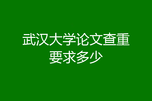 武汉大学论文查重要求多少