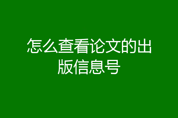 怎么查看论文的出版信息号