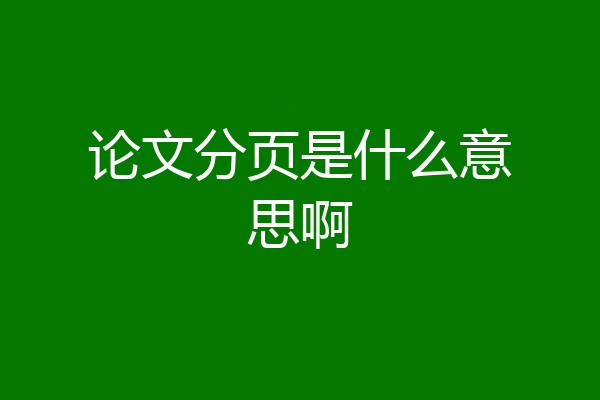 论文分页是什么意思啊