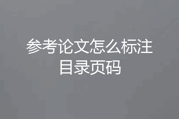 参考论文怎么标注目录页码
