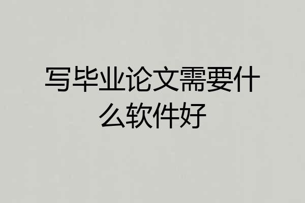 写毕业论文需要什么软件好
