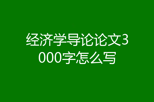 经济学导论论文3000字怎么写