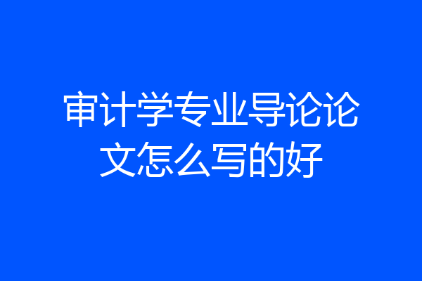 审计学专业导论论文怎么写的好