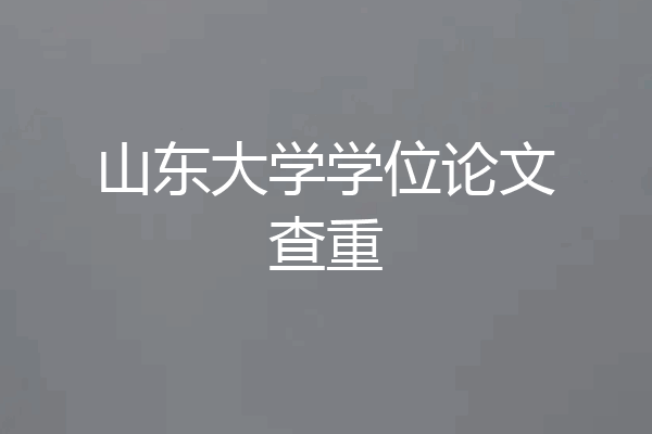 山东大学学位论文查重