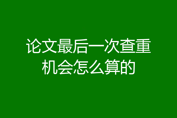 论文最后一次查重机会怎么算的