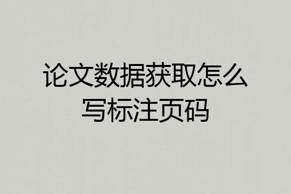 论文数据获取怎么写标注页码