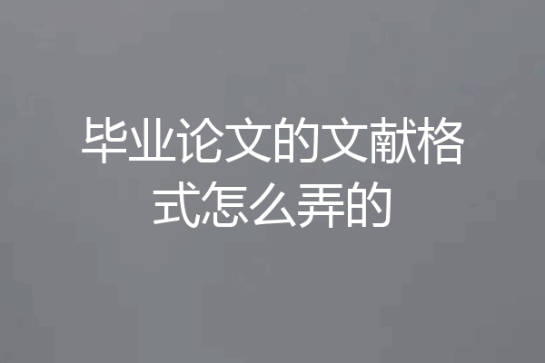 毕业论文的文献格式怎么弄的