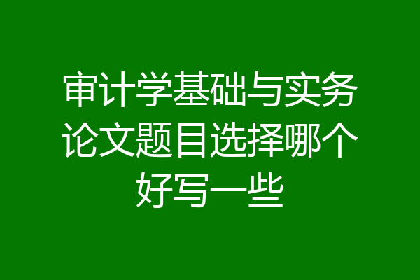 审计学基础与实务论文题目选择哪个好写一些