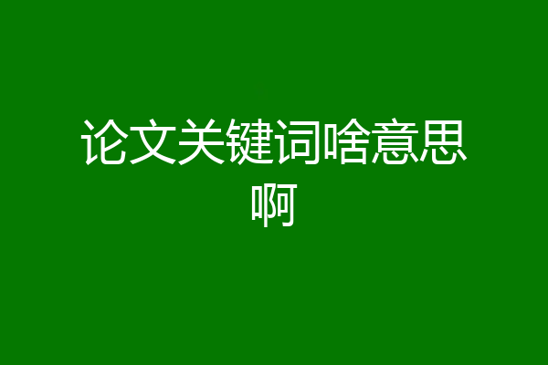 论文关键词啥意思啊