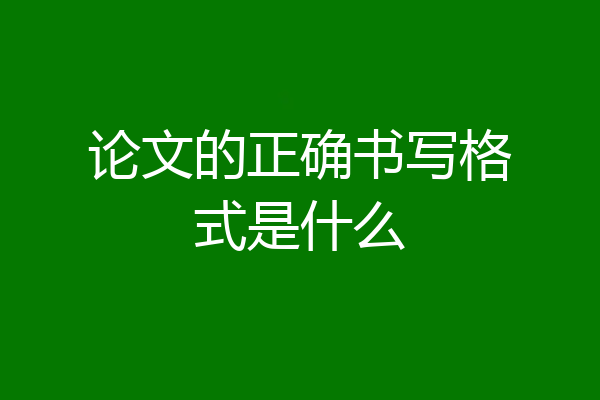 论文的正确书写格式是什么