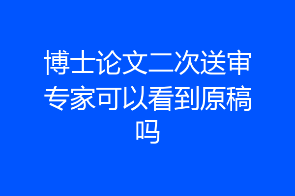 博士论文二次送审专家可以看到原稿吗